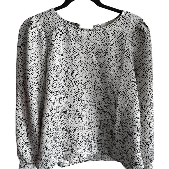 Loft Petite Dotted Puff Shoulder Blouse - Picture 3 of 7